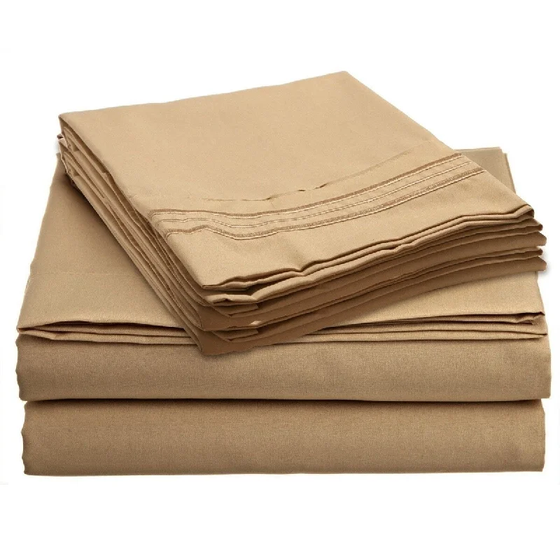 4 Piece 1600 Count Super Soft Sheet Set King Gold