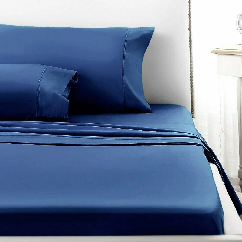 4 Piece Deep Pocket 1800 Count Luxury Sheet Set Full Navy Blue