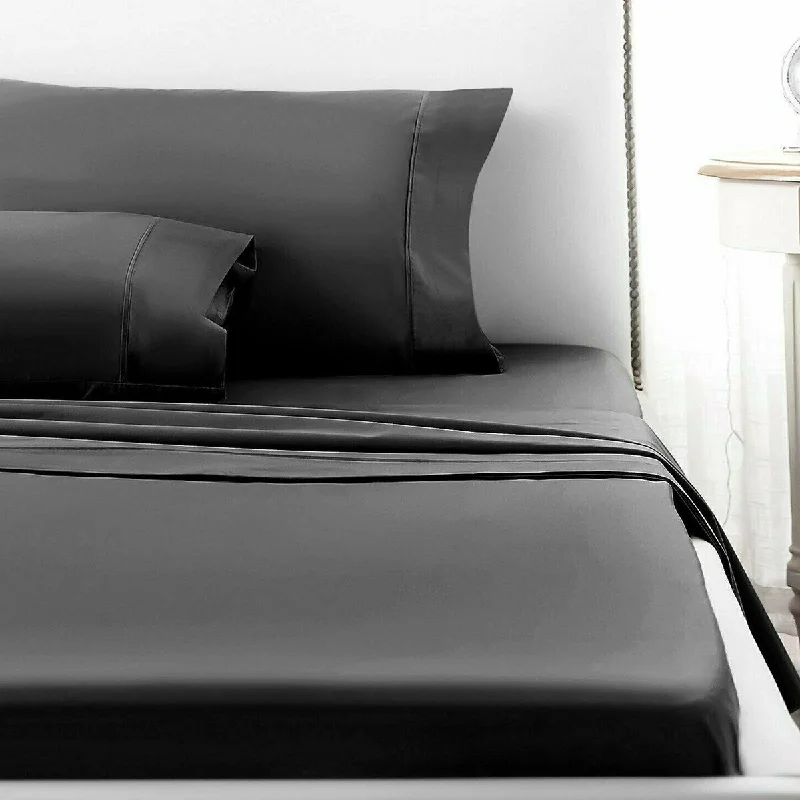 4 Piece Deep Pocket 1800 Count Luxury Sheet Set Queen Black