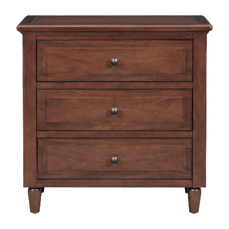 Accent Storage Cabinet 3 Drawers Nightstand Brown End Telephone Table