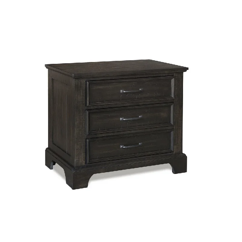 Annu 30 Inch Nightstand, 3 Drawers, Felt and Cedar Lining, Walnut Brown