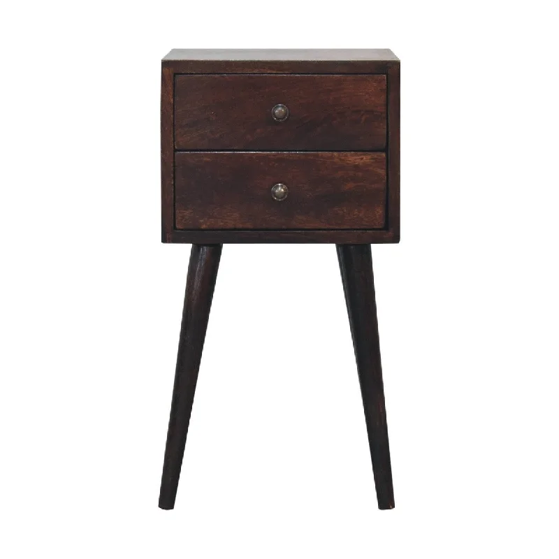 Artisan Furniture Solid Wood Mini 2 Drawer Light Walnut Nightstand