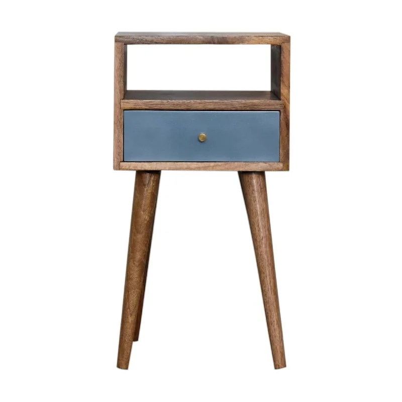 Artisan Furniture Solid Wood Mini Blue Hand Painted Nightstand