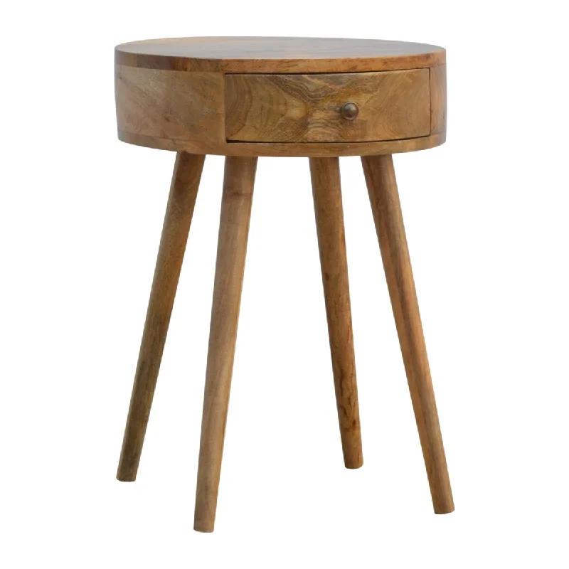 Artisan Furniture Solid Wood Nordic Circular Shaped Nightstand