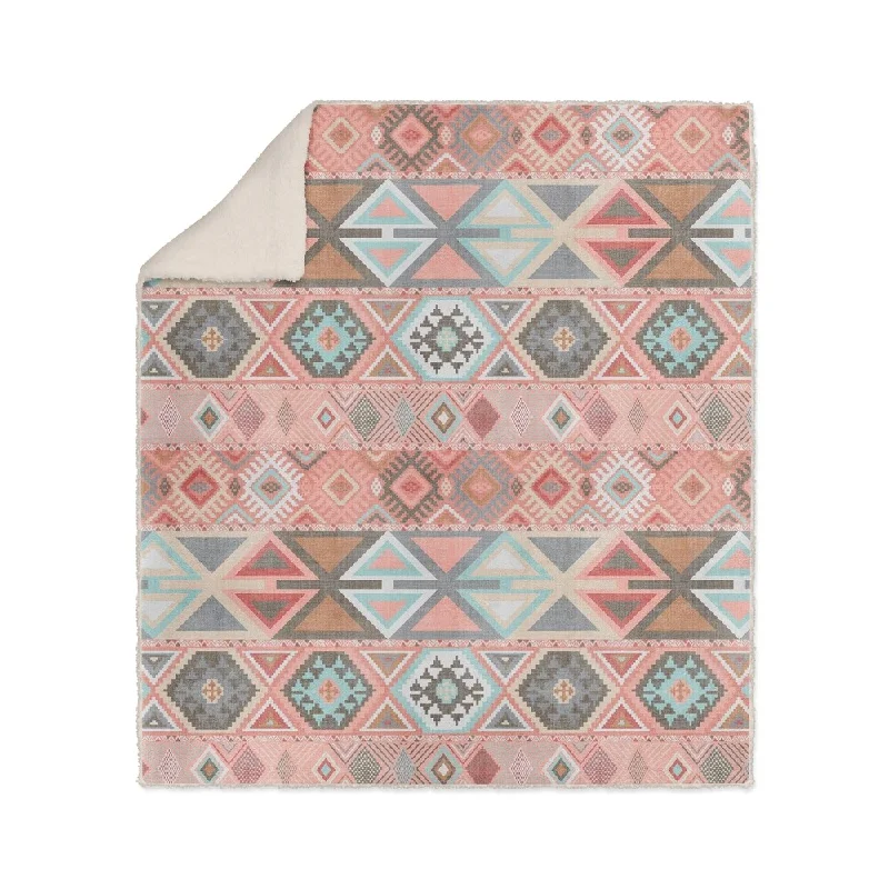 AZTEC TRIBAL PINK Sherpa Comforter