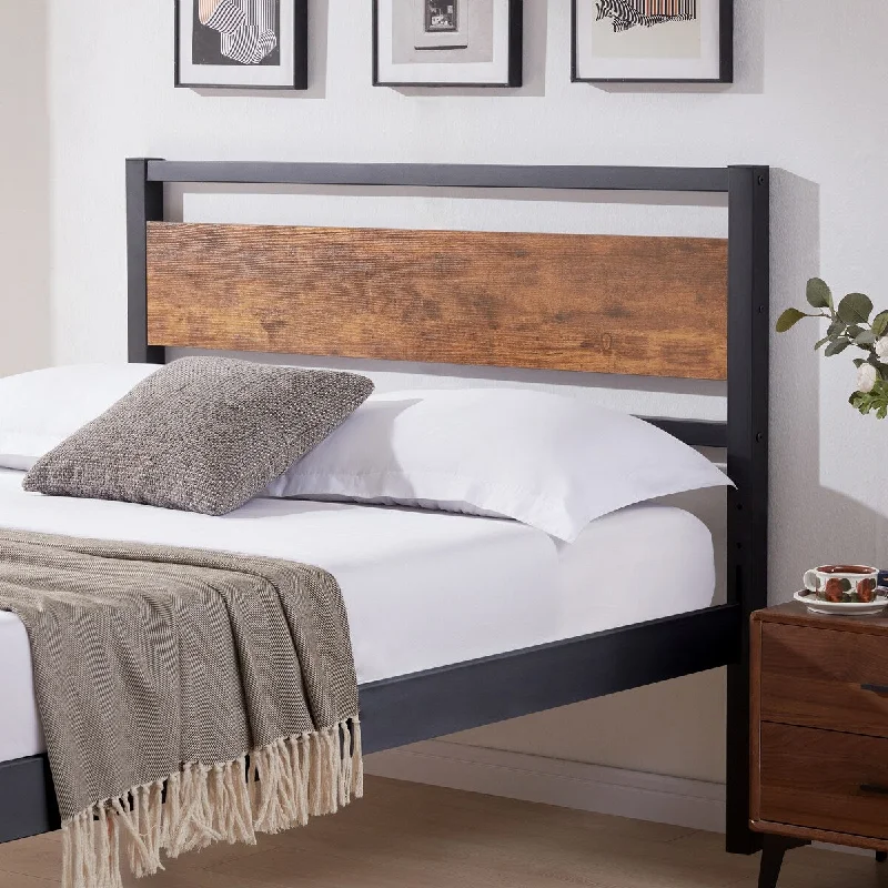 Bed Easy Assembly Queen Headboard with Rustic Solid Wood Board