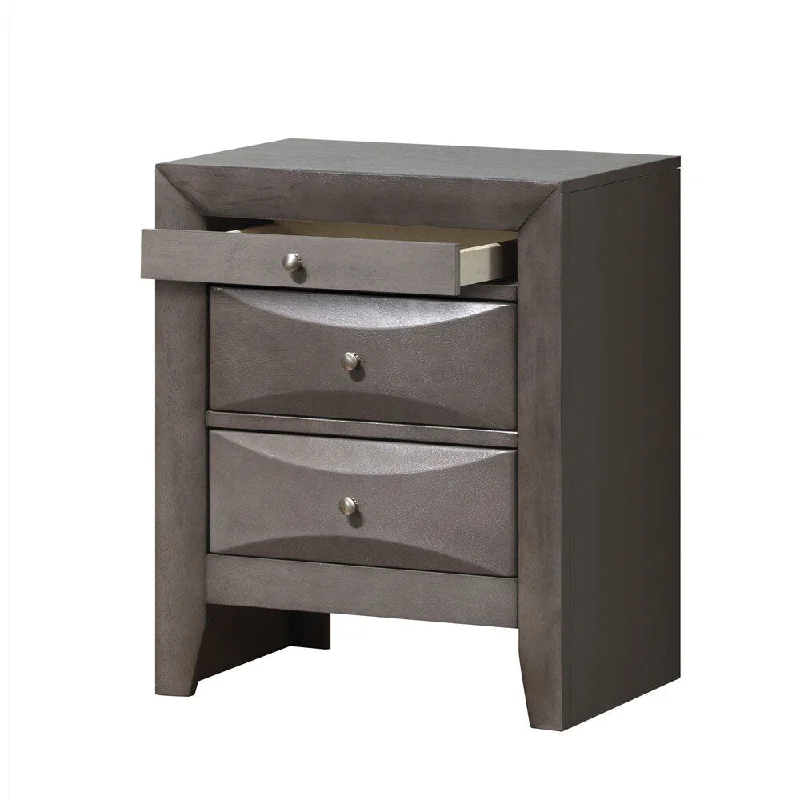 Beveled Grey 3-Drawer Nightstand