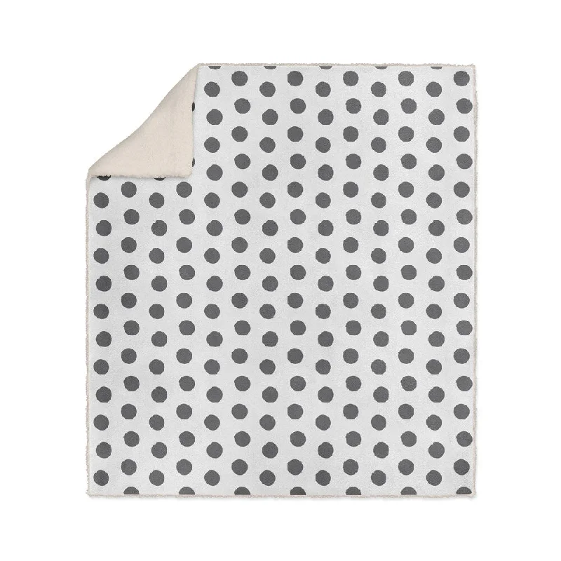 BIG POLKA DOTS DARK GREY Sherpa Comforter