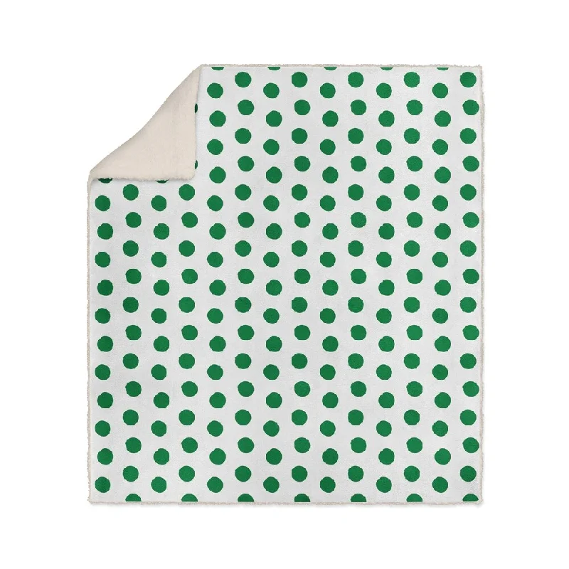 BIG POLKA DOTS GREEN Sherpa Comforter