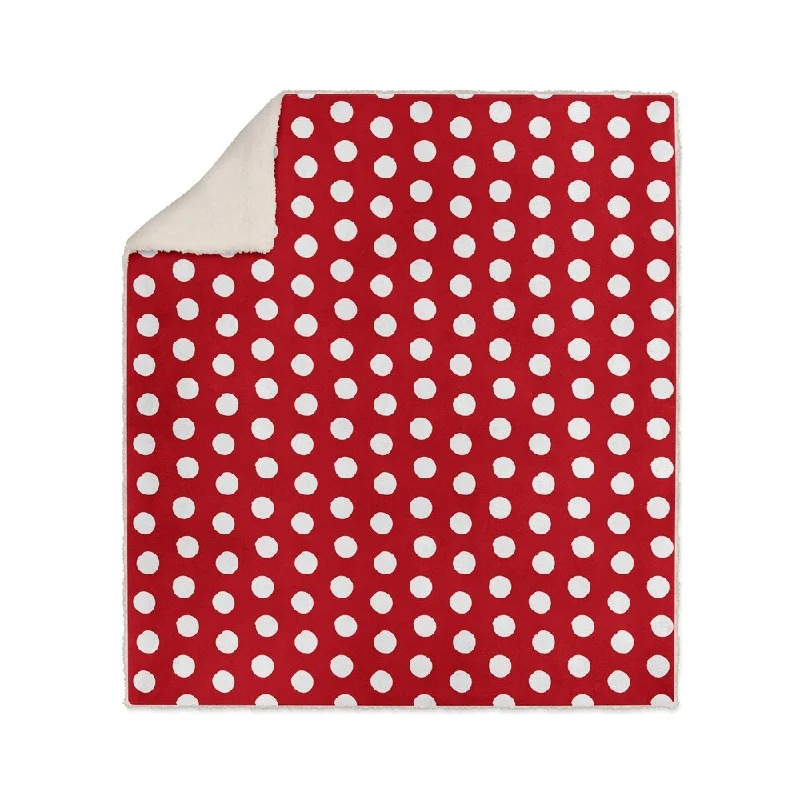 BIG POLKA DOTS RED Sherpa Comforter