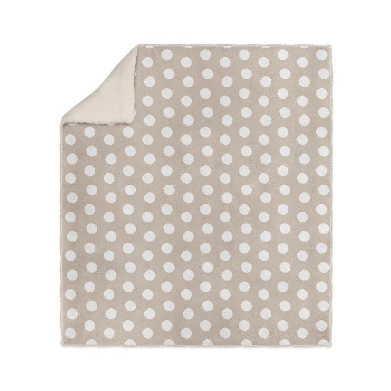 BIG POLKA DOTS TAN Sherpa Comforter