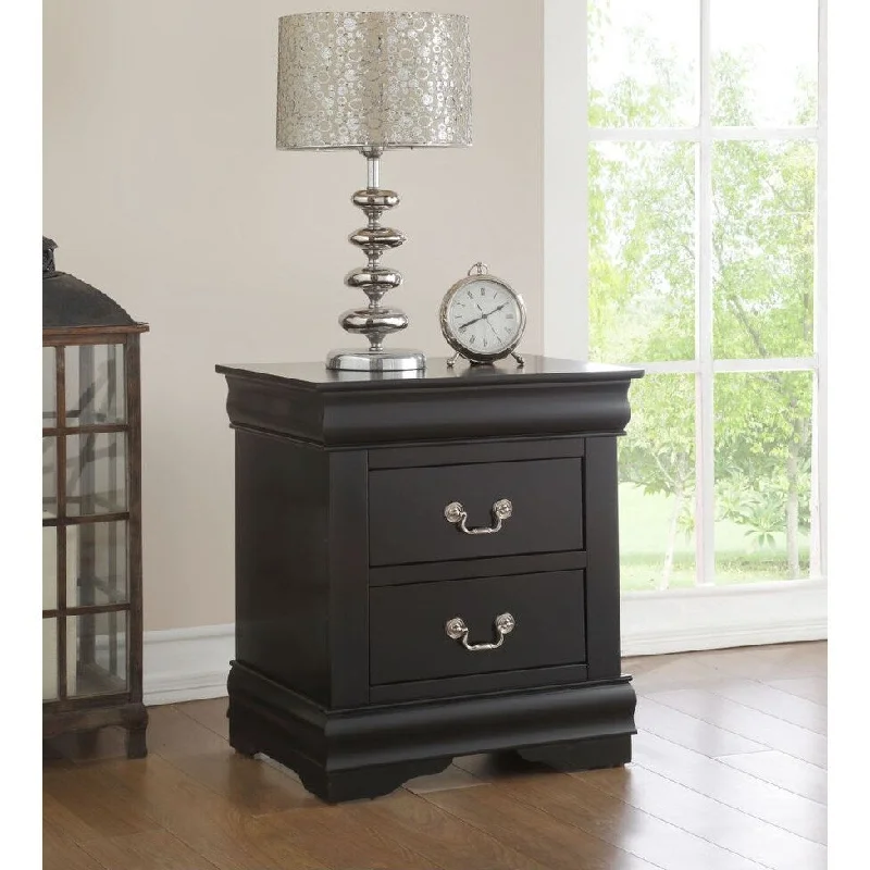 Black Nightstand With 2-Drawer