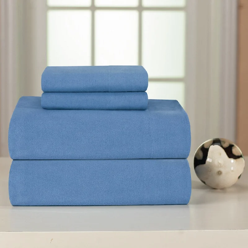 Blue Heavyweight Flannel Sheet Set