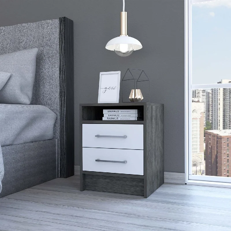 Boahaus Malaga Nightstand (White - Gray)