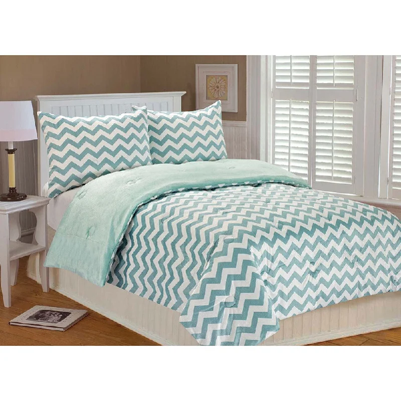 Chevron Microplush 3-piece Comforter Set