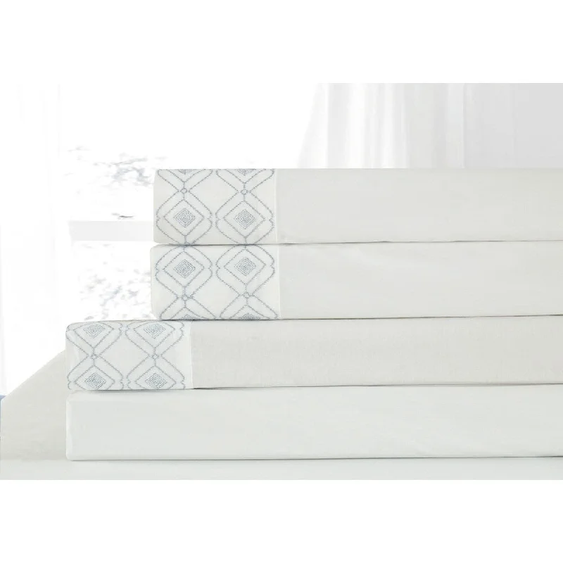 Cosmo Living Diamond Dots 200 TC All Cotton Percale Embroidered Sheet Set