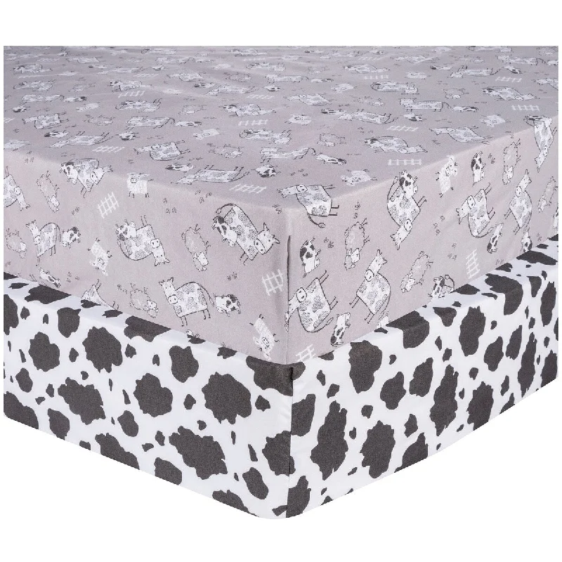 Cottage Cow 2-Pack Microfiber Fitted Crib Sheet Set