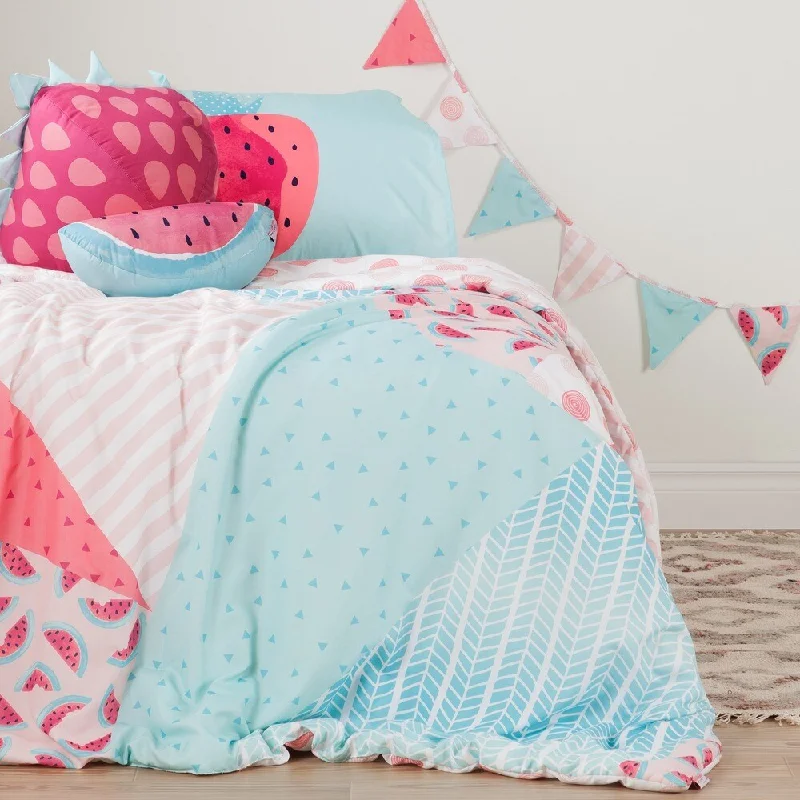 DreamIt Pink and Turquoise Watermelons and Dots Twin 5-piece Comforter Set