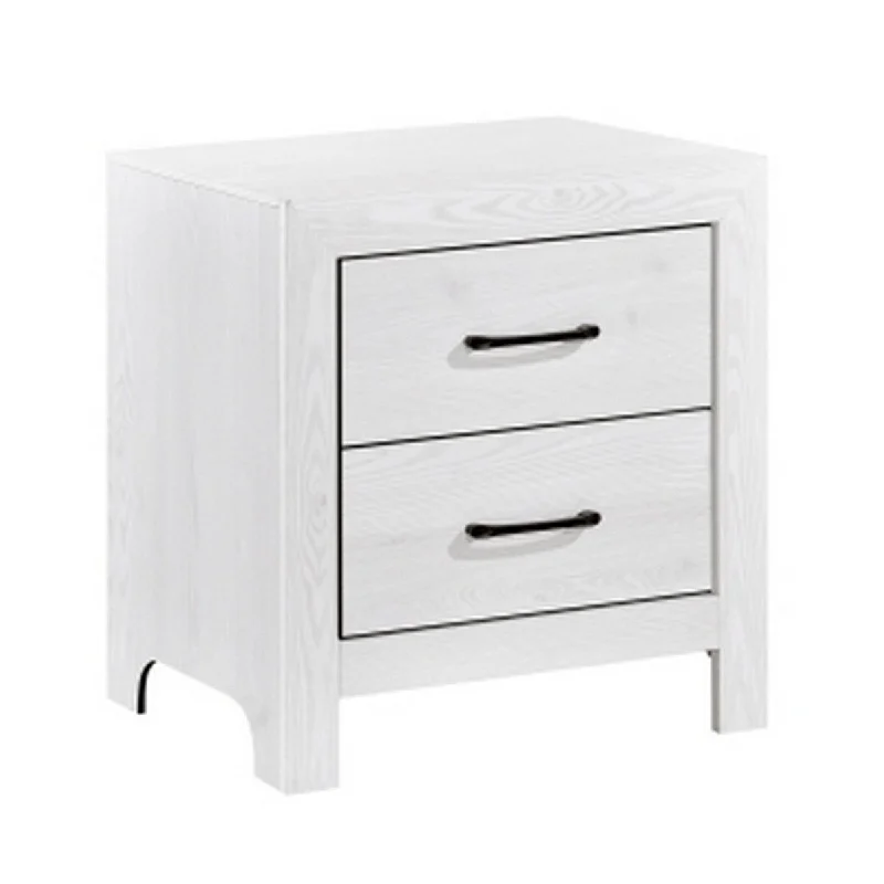 Eby 24 Inch Nightstand, 2 Drawers with Black Nickel Handles, White Finish