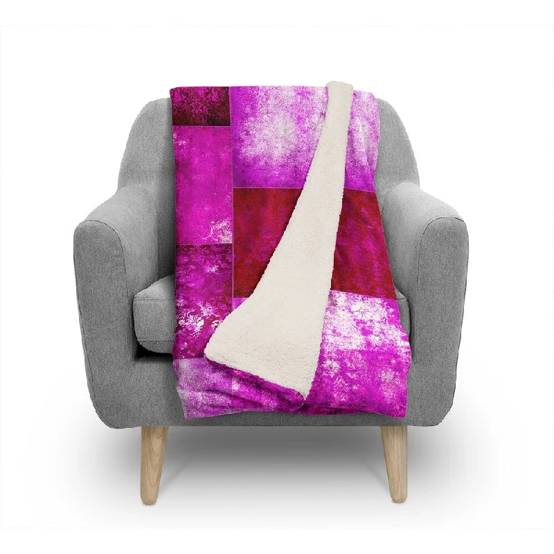 ECLECTIC BOHEMIAN PATCHWORK MAGENTA Sherpa Comforter