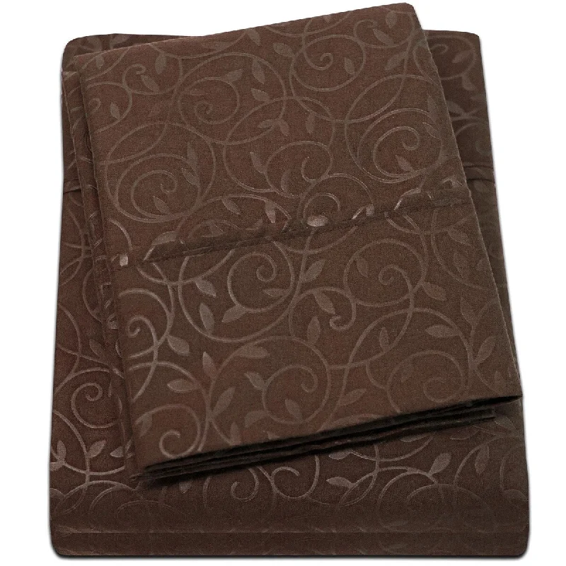 Embossed Vine Sheet Set King Sheet Set Chocolate