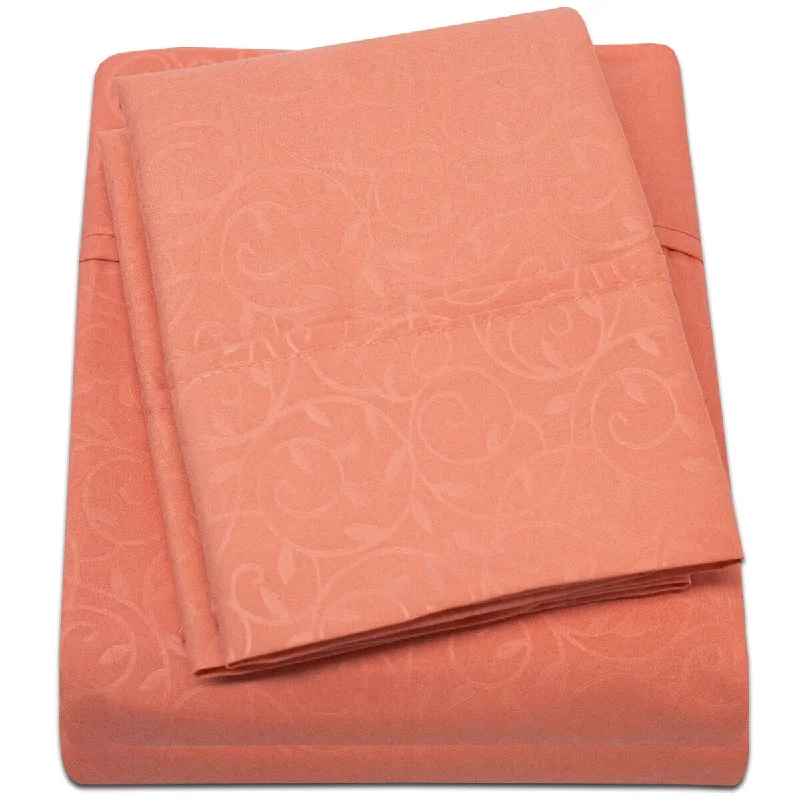 Embossed Vine Sheet Set King Sheet Set Orange