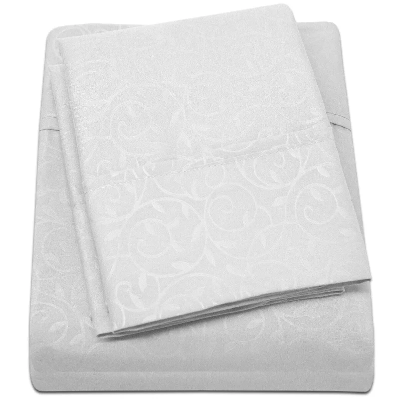 Embossed Vine Sheet Set Queen Sheet Set White