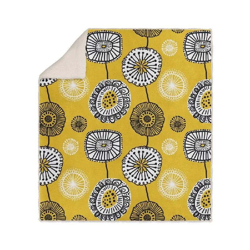 FOLKSY FLORAL YELLOW Sherpa Comforter