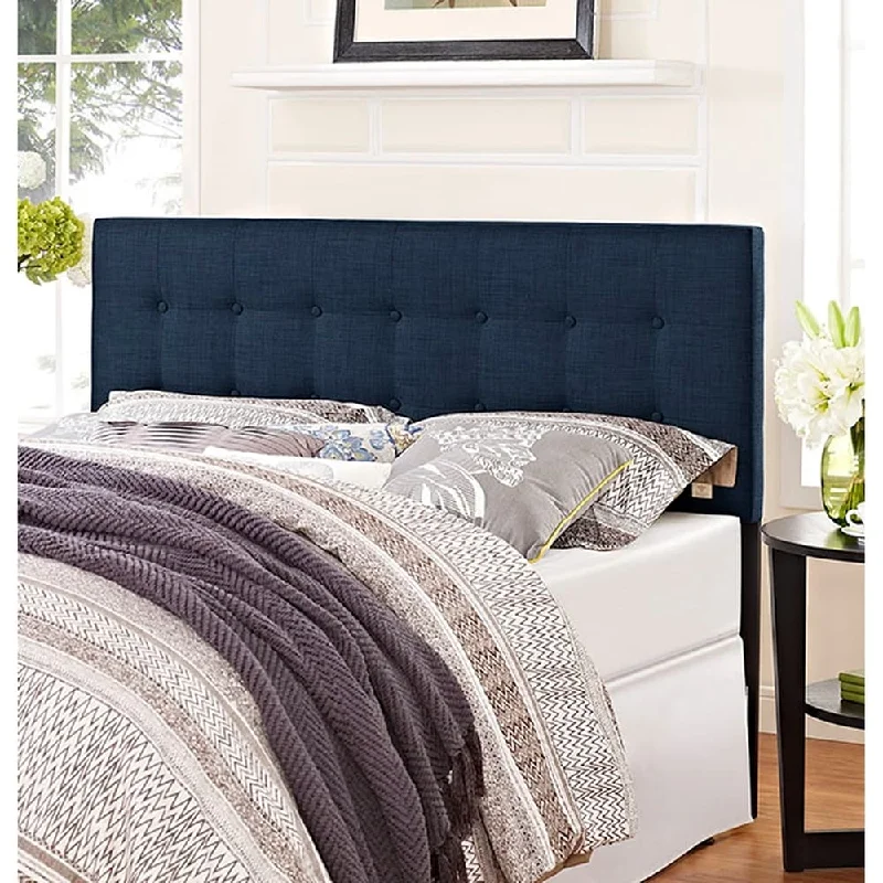 Hixson Stylish Dark Blue Fabric Upholstered King Size Headboard