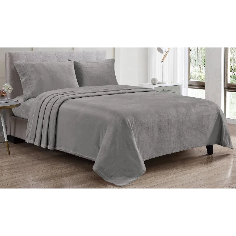 Kansas 4pc Microplush Sheet Set - Dark Gray - Full