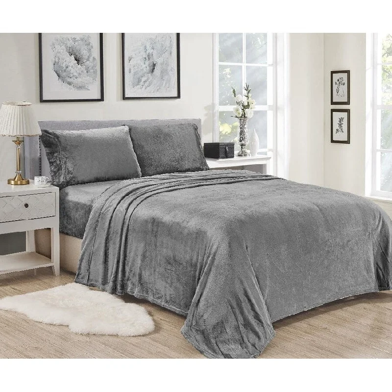 Kansas 4pc Microplush Sheet Set - Light Gray - Full