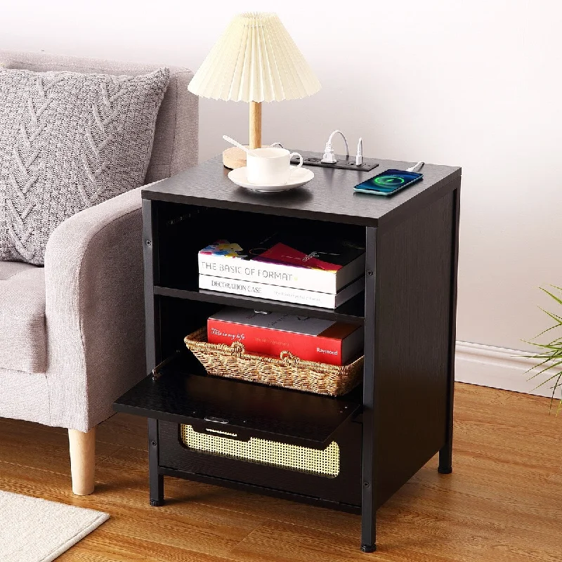 LED Nightstand with Charging Station