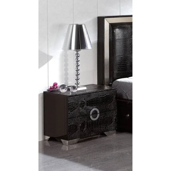 Luca Home Nightstand Black Two Drawer