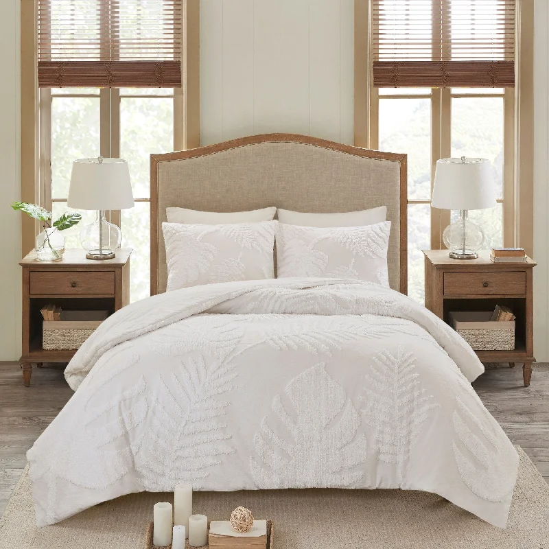 Madison Park Osanna White Tufted Cotton Chenille Palm Comforter Set