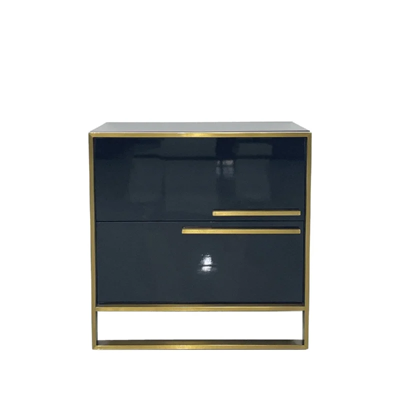 MDF Night Stand with Matte Gold Frame