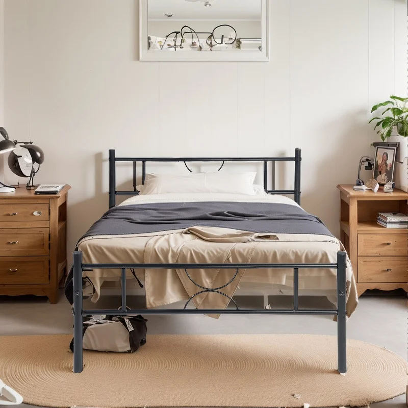 Metal Heavy Duty Metal Bed Frame Platform Bed with Headboard and Footboard