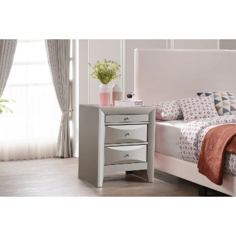 Modern 23-in Metal Knob 3-Drawer Wood Nightstand