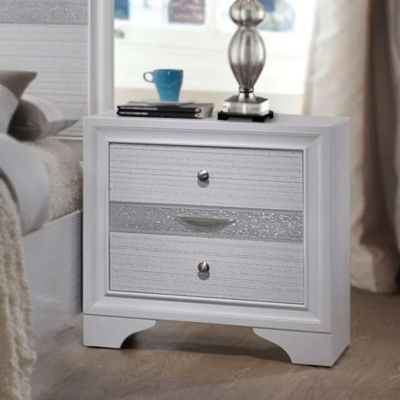 Modern Solid Wood Nightstand with Silver Accents and Smart Storage Solutions