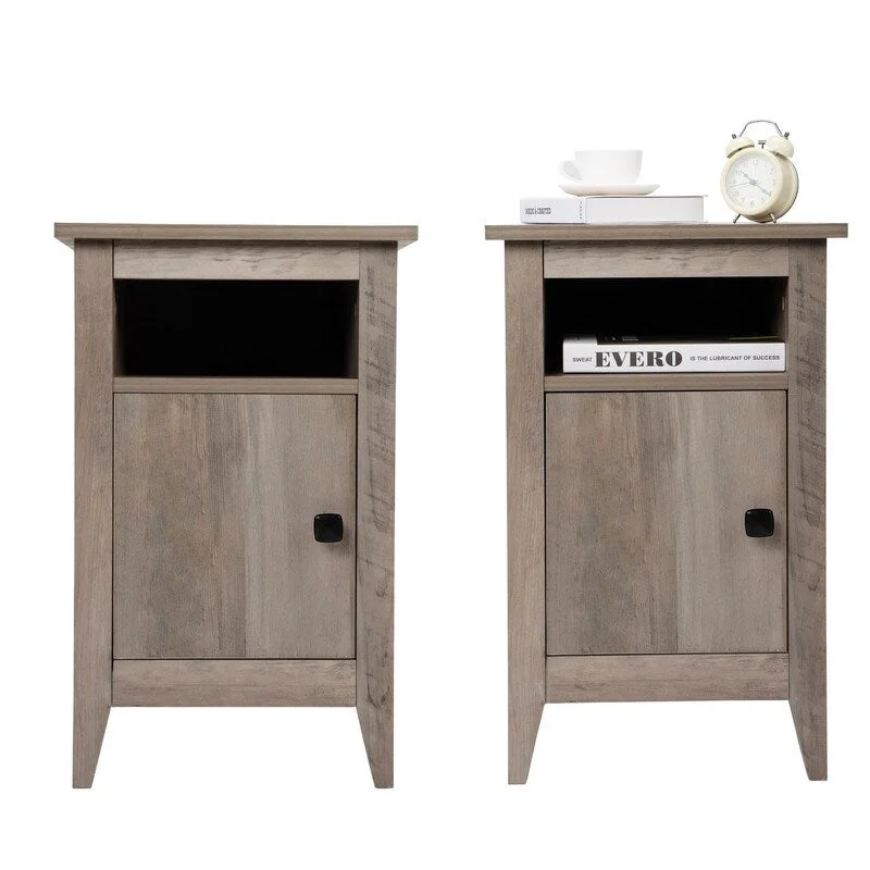 Modern Wooden Nightstand Home Storage Cabinet,Set of Two,Taupe