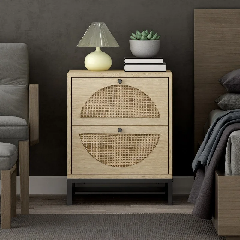 Multifunctional Nightstand Side Table with 2 Drawers