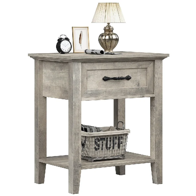 Night Stand with Storage Drawer and Open Shelf