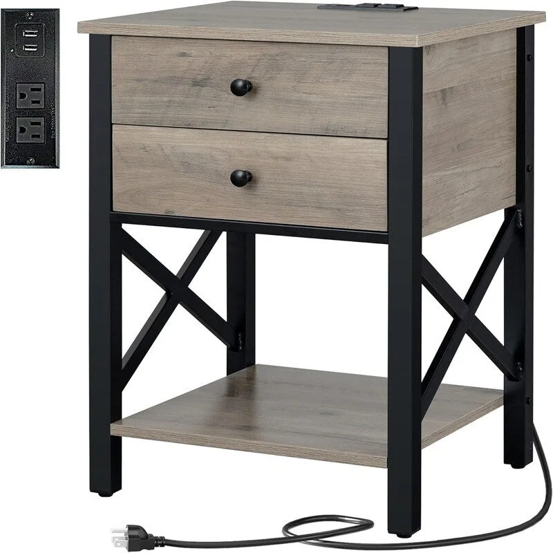 Nightstand with Charging Station and USB Ports