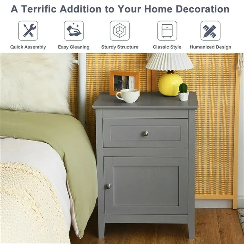 Nightstand with Drawer Accent Side