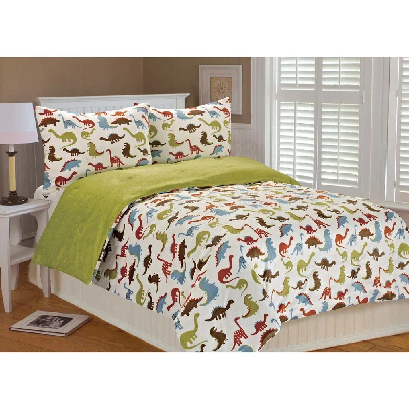 Noah Dinosaur Printed Microplush 3-piece Comforter Set - Multi