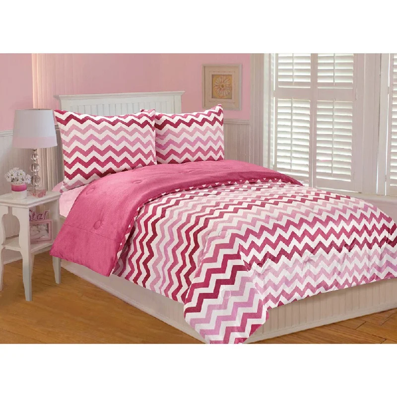 Ombre Chevron Printed 3-piece Comforter Set