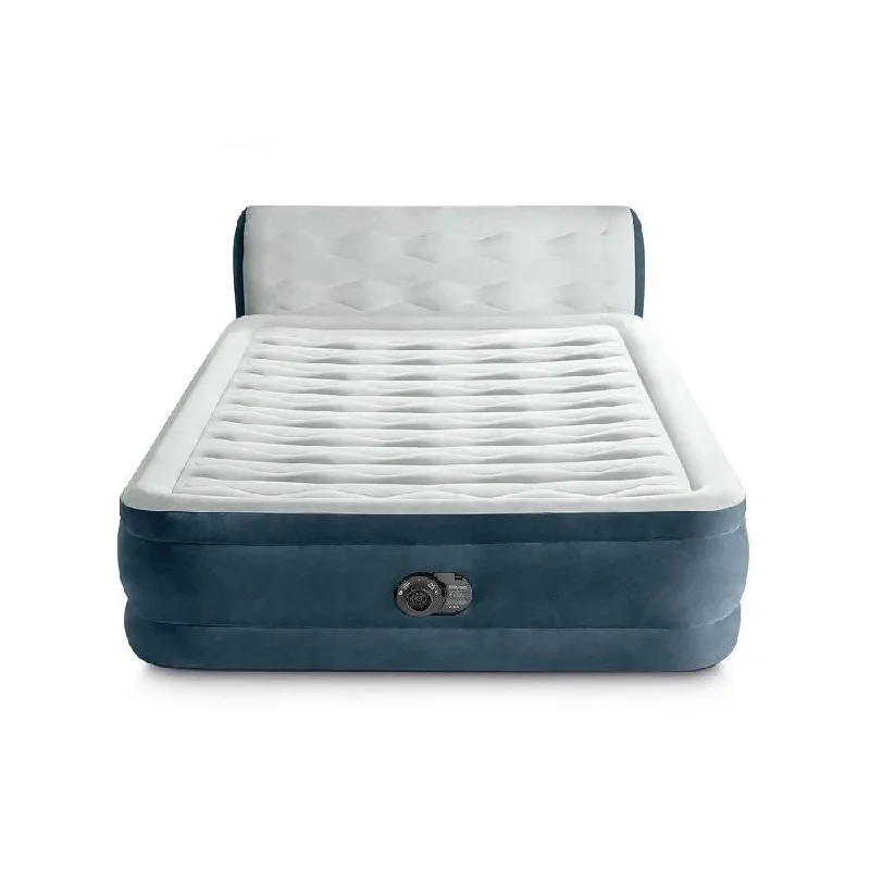 Open Box - Intex 18" Pillow Top Air Mattress Electric Pump Headboard Queen