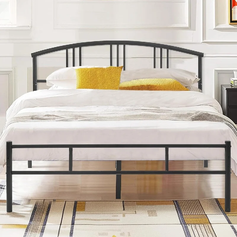 Queen Bed Frame with Headboard & Footboard, 14 Inch Metal Platform Mattress Foundation, Premium Steel Slat/No Box Spring Needed