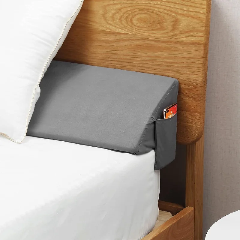 Reading Bed Rest Gap Wedge Headboard Pillow with Pockets - Gray Plus(10"x6")