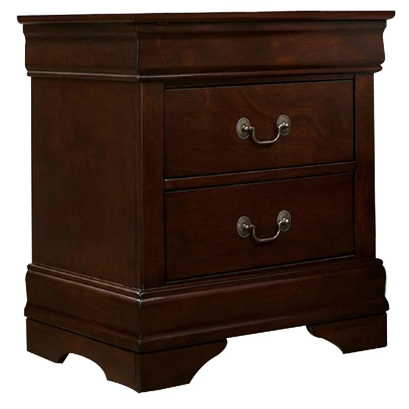 Ryla 24 Inch Nightstand, 2 Drawers, Solid Wood, Metal Drop Handles, Brown