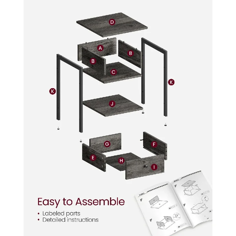 Set of 2 nightstands with Drawer and Shelf